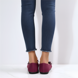 Women’s Bow Ballet Flats Suede Leather Slip-On Comfortable Everyday Shoes