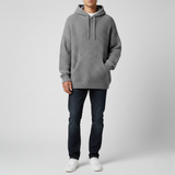 Men's Oversized Gray Textured Knit Pullover Hoodie