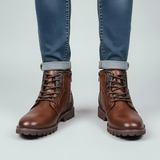 Men’s Lace-Up Ankle Boots Leather Style Casual Work Footwear