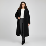 Women’s Long Teddy Coat Double Breasted Plush Outerwear for Winter