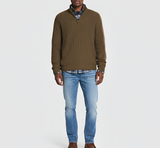 Men’s Quarter Zip Ribbed Knit Sweater Regular Fit Casual Pullover