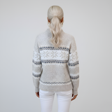 Women’s Fair Isle Knit Sweater Mock Neck Long Sleeve Winter Pullover