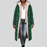 Women’s Long Quilted Winter Coat Hooded Insulated Faux Fur Lined Padded Jacket