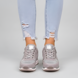 Women’s Wedge Sneakers with Side Zip and Lace-Up Design