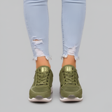 Women’s Wedge Sneakers with Side Zip and Lace-Up Design