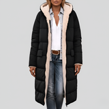 Women’s Long Quilted Winter Coat Hooded Insulated Faux Fur Lined Padded Jacket