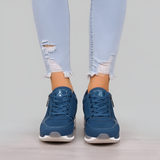 Women’s Wedge Sneakers with Side Zip and Lace-Up Design