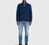 Men’s Quarter Zip Ribbed Knit Sweater Regular Fit Casual Pullover