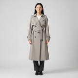 Women’s Classic Trench Coat Belted Double Breasted Cotton Blend Long Coat
