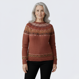 Women’s Wool Fair Isle Knit Sweater Crew Neck Nordic Pattern Jumper