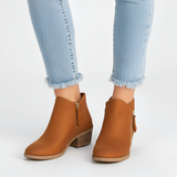 Women’s Ankle Boots Block Heel Side Zip Casual Footwear