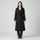 Women’s Classic Trench Coat Belted Double Breasted Cotton Blend Long Coat