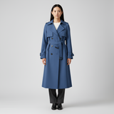 Women’s Classic Trench Coat Belted Double Breasted Cotton Blend Long Coat