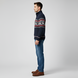 Men’s Fair Isle Wool Blend Half Zip Knit Sweater