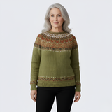 Women’s Wool Fair Isle Knit Sweater Crew Neck Nordic Pattern Jumper