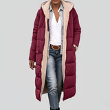 Women’s Long Quilted Winter Coat Hooded Insulated Faux Fur Lined Padded Jacket