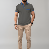 Men’s Short Sleeve Polo Shirt Cotton Blend Button Placket Casual Fit