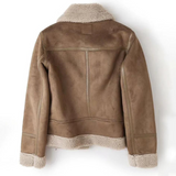 Leather jacket with sherpa lining for winter - Macie