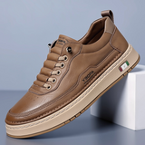 Men's Faux Leather Shoes with Thick Sole and Stitched Base