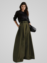 Elegant high-waisted long trouser skirt for formal and casual occasions