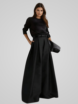 Elegant high-waisted long trouser skirt for formal and casual occasions