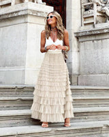 Vintage-Inspired Tulle Mesh Skirt with High Elastic Waist