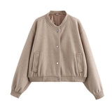 Pilot jacket with ribbed structure and stand-up collar
