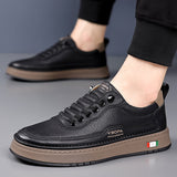 Men's Faux Leather Shoes with Thick Sole and Stitched Base