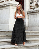 Vintage-Inspired Tulle Mesh Skirt with High Elastic Waist