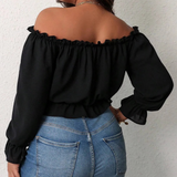 Sleek Black Off-Shoulder Top with Flattering Fit