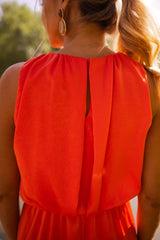 Women's Sleeveless High Neck Midi Dress with Slit – Elegant Summer Style