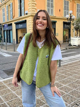 Sleeveless Wool Spring Vest for Women - Trendy Button-Down in Solid Colors