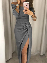 Women's Off-Shoulder Sequin Evening Dress | Long Sleeve