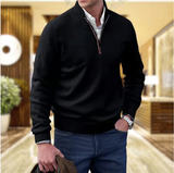 Men's Cashmere Quarter-Zip Sweater | Stand-Up Collar