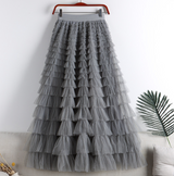 Vintage-Inspired Tulle Mesh Skirt with High Elastic Waist
