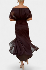 Elegant Off-Shoulder Floral Midi Dress - Lightweight Flowy Summer Party Dress