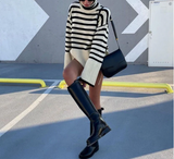 Striped turtleneck sweater for women