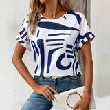 Abstract Print Women's Blouse for Effortless Style