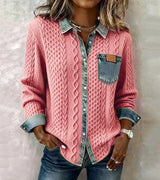 Knit Top with Denim Details