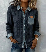 Knit Top with Denim Details