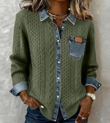 Knit Top with Denim Details