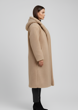 Women’s Hooded Teddy Coat Long Length Plush Winter Outerwear