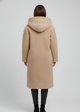 Women’s Hooded Teddy Coat Long Length Plush Winter Outerwear