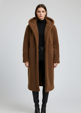 Women’s Long Teddy Coat Hooded Faux Fur Winter Coat