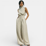 Women's Sleeveless Cotton Linen Set