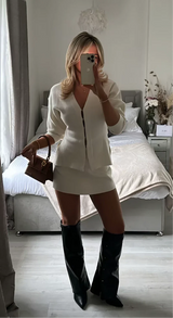Women's short skirt and chic jacket set