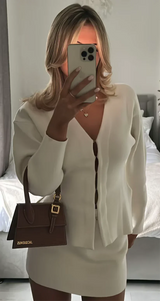 Women's short skirt and chic jacket set