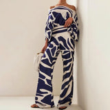 Women's off-the-sleeve set with straight-leg trousers