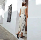Women's sleeveless embroidered set with flowing skirt