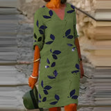 Fall Leaf Print Dress with Flowing Silhouette | Perfect for Fall